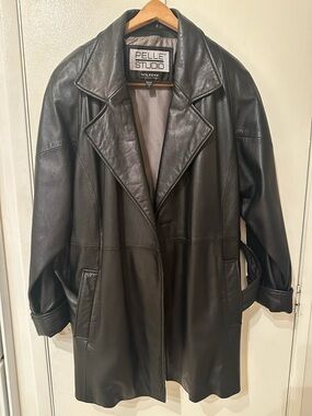 Pelle Studio Black Leather Jacket with Label Detail